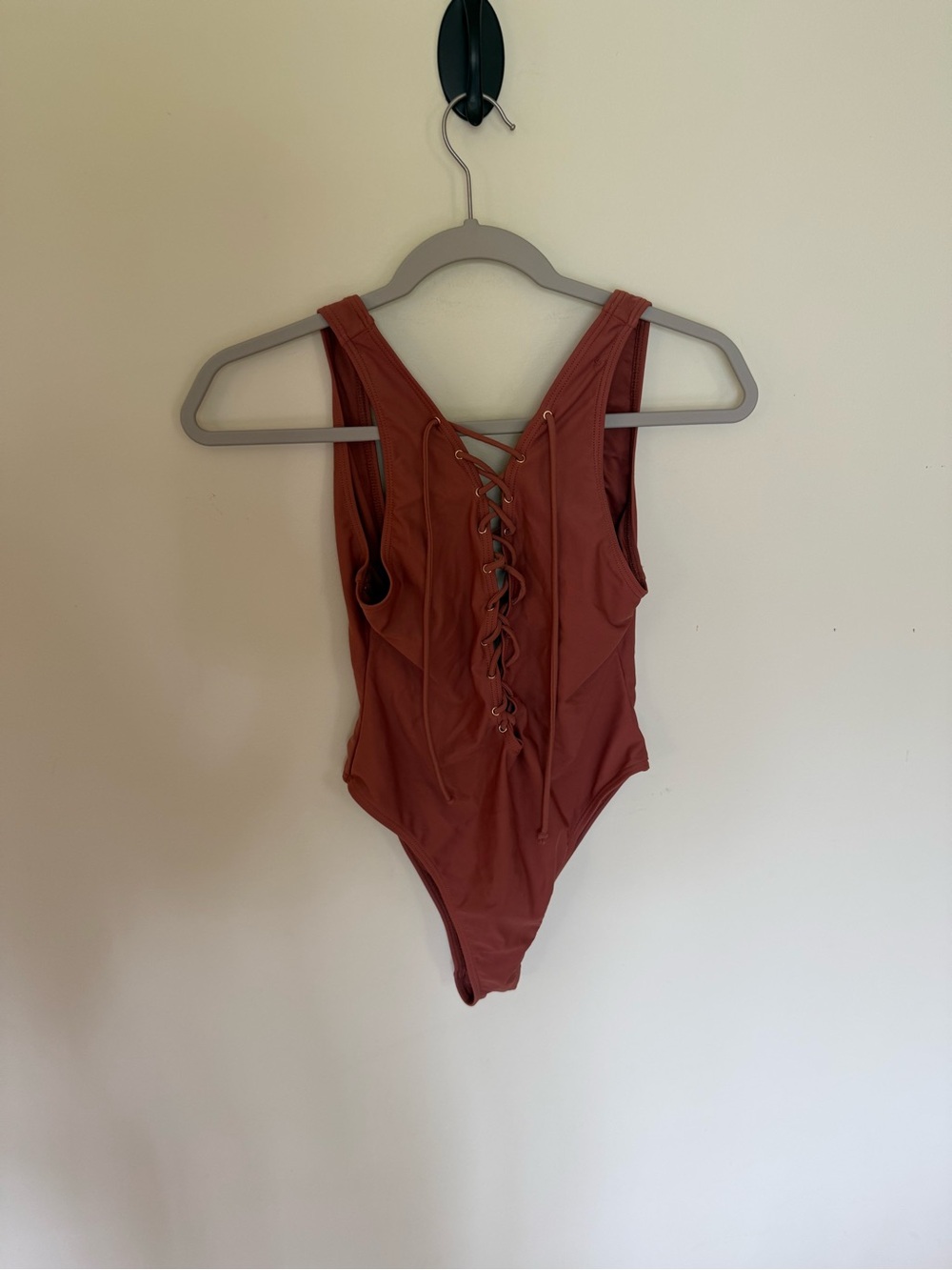 Forever 21 Kids Lace-Up One-Piece Swimsuit - Rust Brown